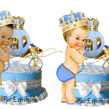Fiat Expressions Prince Coach Baby Blue Gold Diaper Cupcake
