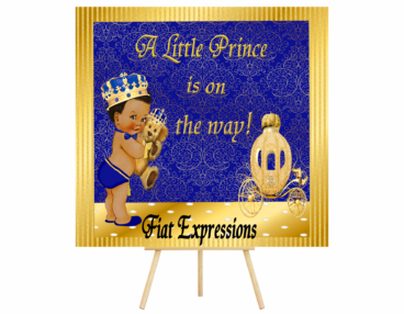 Fiat Expressions Prince Coach Royal Blue Gold Baby Shower Poster Backdrop
