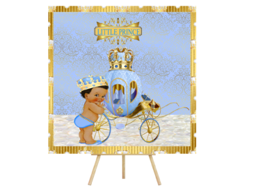 Fiat Expressions Prince Paisley Baby Blue Gold Baby Shower Poster Backdrop