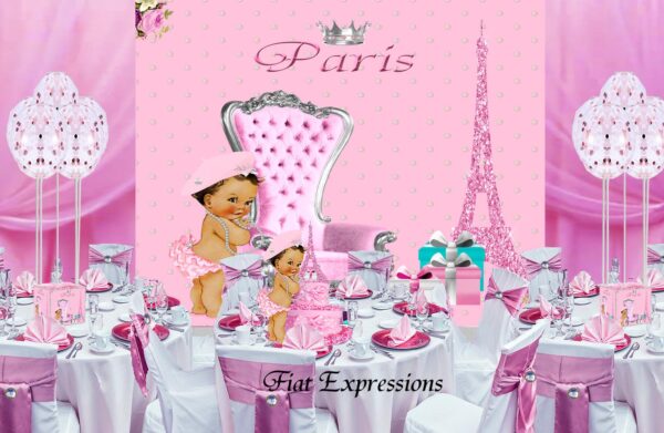 Fiat Expressions Paris Pink Silver Pearls Petite Baby Shower Decorations Kit