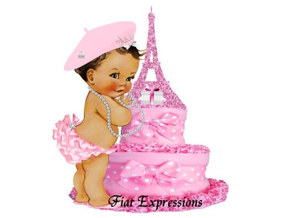 Fiat Expressions Paris Pink White Burp Cloth Diaper Cake