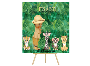 Jungle Safari Boy Green Baby Shower Poster Backdrop
