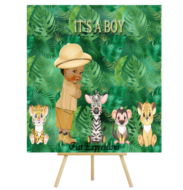 Jungle Safari Boy Green Baby Shower Poster Backdrop