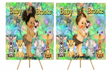 Jungle Safari Girl Leopard Baby Shower Poster Backdrop