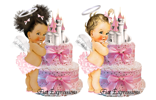 Fiat Expressions Heaven Sent Castle Pink Dots Burp Cloth Diaper Cake