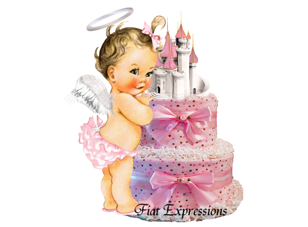Fiat Expressions Heaven Sent Castle Pink Dots Burp Cloth Diaper Cake