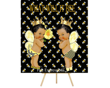 Fiat Expressions Bee Black Gold Gender Reveal Poster Backdrop