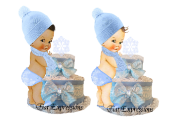 Baby It's Cold Outside Blue Burp Cloth Diaper Cake