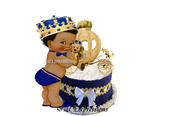 Prince Bear Coach Royal Blue Gold Mini Diaper Cake