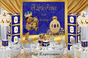 Prince Teddy Bear Royal Blue Gold Mini Baby Shower Kit