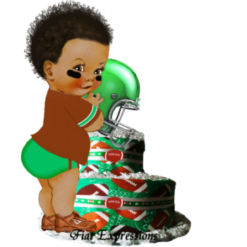 Fiat Expressions Football Brown Green Burp Cloth Diaper Cake