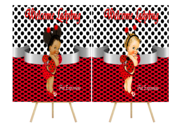 Ladybug Red Black Baby Shower Poster Backdrop