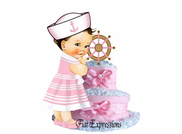Fiat Expressions Nautical Pink White Diaper Cake