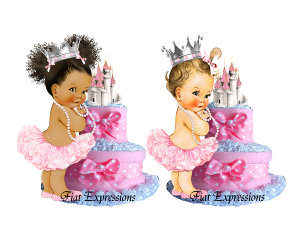 Fiat Expressions Princess Teddy Bear Pink White Dots Burp Cloth Diaper Cake
