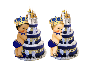 Fiat Expressions Prince Royal Blue Gold 3 Tier Diaper Cake