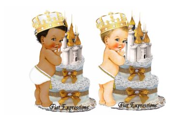 Prince Gold White Burp Cloth Diaper Cake