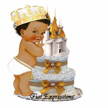 Fiat Expressions Prince Gold White Burp Cloth Diaper Cake