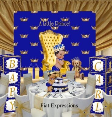 Prince Crowns Royal Blue Gold Petite Baby Shower Decorations Kit