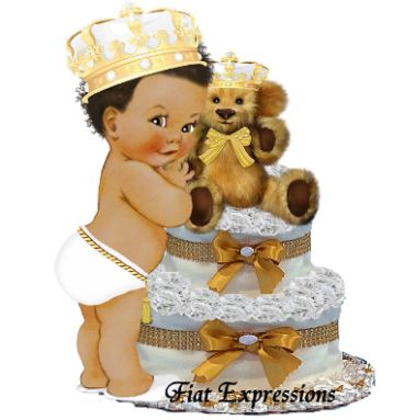 Prince Teddy Bear Gold White Burp Cloth Diaper Cake