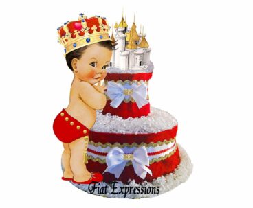 Fiat Expressions Prince Red Gold Burp Cloth Diaper Cake