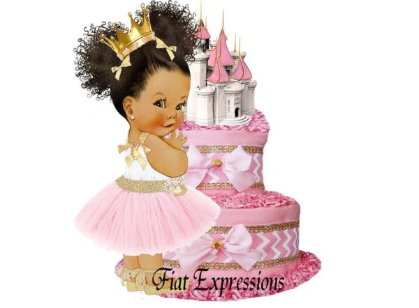 Fiat Expressions Princess Chevron Pink Gold Burp Cloth Diaper Cake