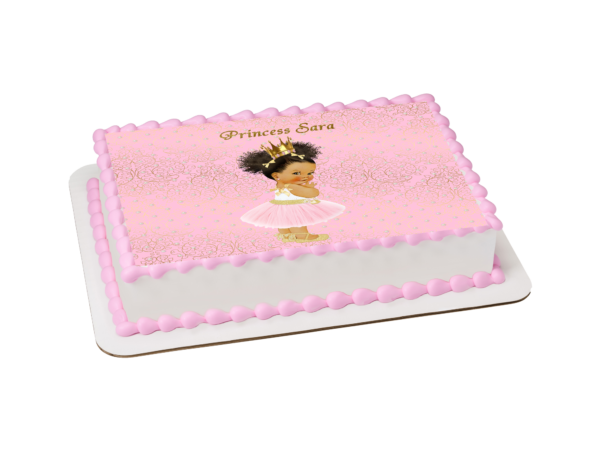 Fiat Expressions Princess Paisley Pink Gold Baby Shower Edible Cake Image