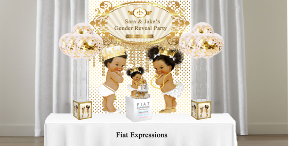 Fiat Expressions Royal White Gold Dots Gender Reveal Baby Blocks