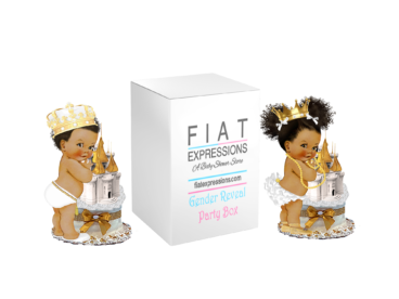 Fiat Expressions Royal White Gold Gender Reveal Diaper Cupcake