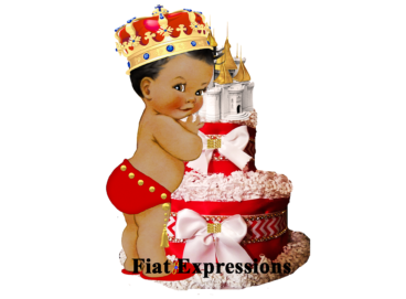 Fiat Expressions Prince Red Gold Ribbon Diaper Cake