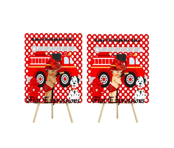 Fireman Red Baby Shower Poster Backdrop