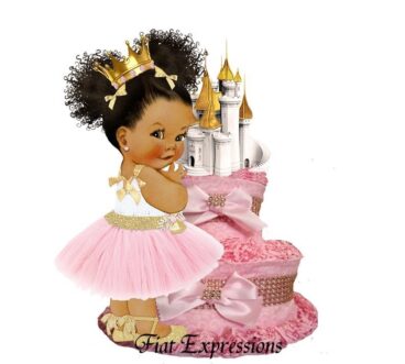 Fiat Expressions Princess Paisley Pink Gold Diaper Cake