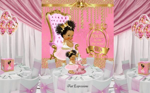 Princess Paisley Pink Gold Bling Baby Shower Decorations Kit