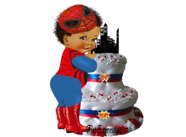 Spider Baby Superhero Ribbon Diaper Cake