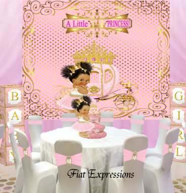 Princess Pink Gold Carriage Petite Baby Shower Kit