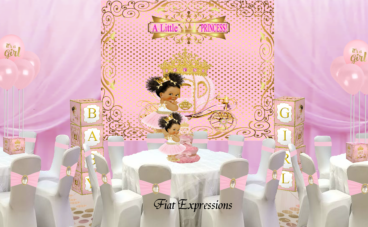 Fiat Expressions Princess Pink Gold Carriage Baby Shower Kit