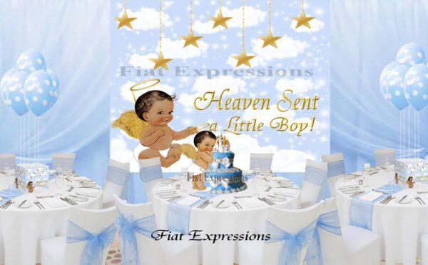 Fiat Expressions Heaven Sent Baby Blue Gold Baby Shower Kit