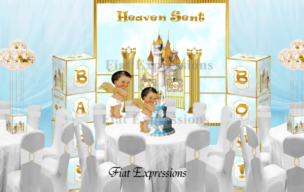 Fiat Expressions Heaven Sent Castle Blue Gold Baby Shower Kit