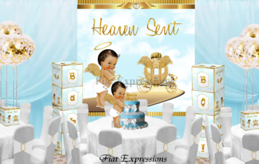 Fiat Expressions Heaven Sent Coach Blue Gold Baby Shower Kit