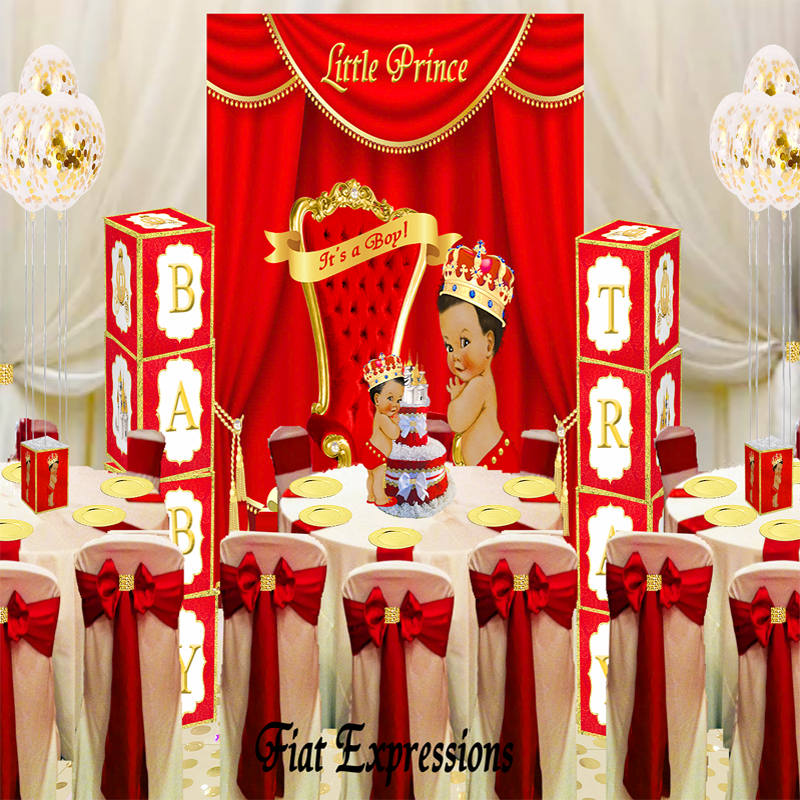 Prince Red Gold Petite Baby Shower Kit