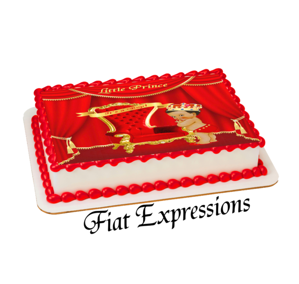 Prince Throne Red Gold Edible Cake Image