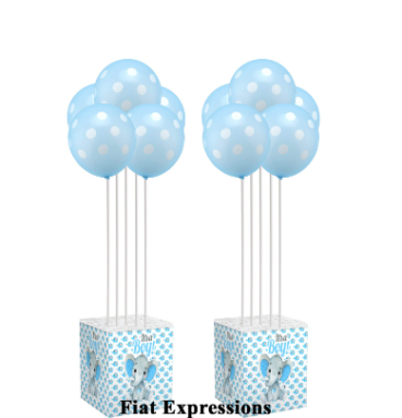 Fiat Expressions Elephant Blue White Balloon Centerpiece