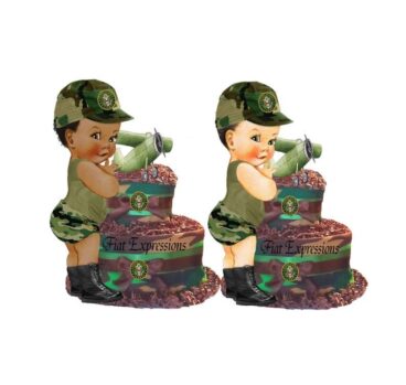 Army Boy Burp Cloth Diaper Cake