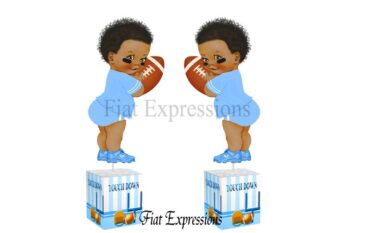 Fiat Expressions Football Baby Blue White Baby Shower Centerpiece
