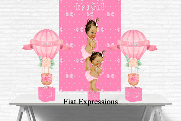 Fiat Expressions It's a Girl Pink Bows with Hot Air Balloon Baby Shower Centerpiece Kit