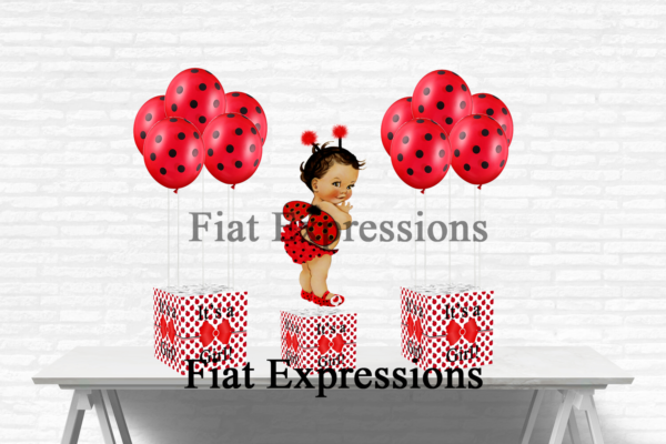 Fiat Expressions Ladybug Bow Baby Shower Centerpieces with Balloons