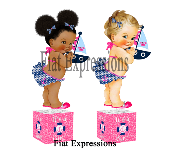Fiat Expressions Nautical Pink Blue Baby Centerpiece