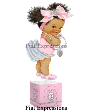 Fiat Expressions Classy Chic Pink Silver Bow Baby Centerpiece