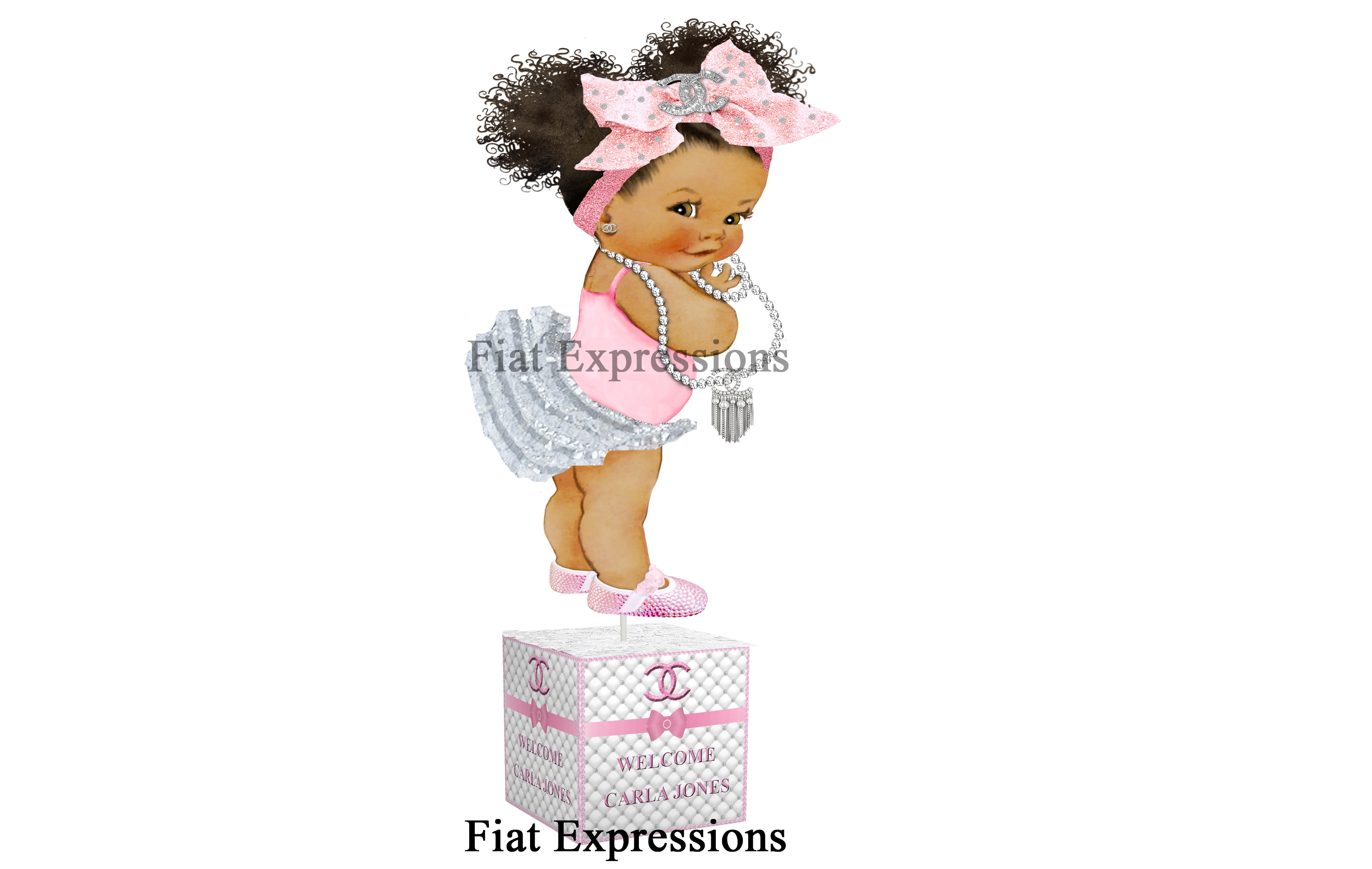 Classy Chic Pink Silver Edible Cake Image | Fiat Expressions