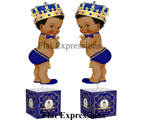 Prince Royal Blue Gold Crowns Baby Centerpiece