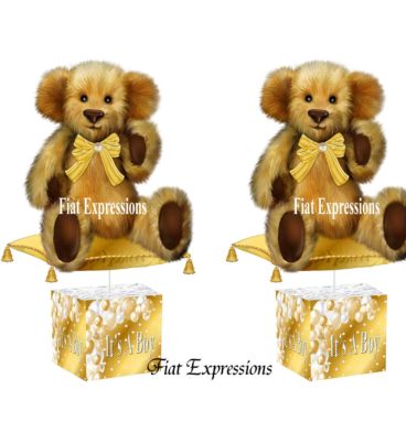 Teddy Bear Gold Pillow Baby Centerpiece